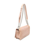 Chanel Boy Chanel Matelasse Chain Shoulder Bag Lambskin Pink Beige Silver Hardware