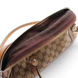 Gucci Gg Twins Gucci Sima Shoulder Bag Canvas Leather Beige Dark Brown