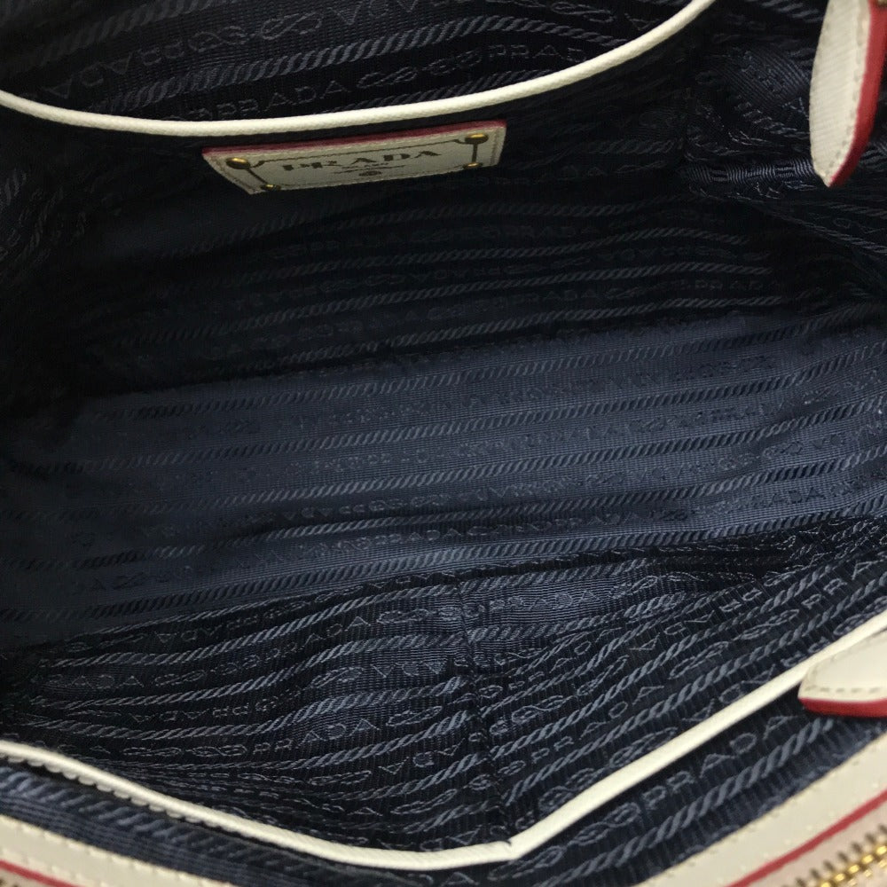 Prada Bn2441 Sac à Main Vintage en Denim Coton Bleu Blanc