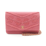 Portefeuille Vintage Chanel Coco Chaîne Denim Rose Or