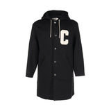 College Hoodie Double Face Coat Wool Black Off White