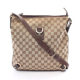 Gucci Abby Gg Canvas Shoulder Bag Leather Beige Dark Brown