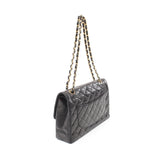 Chanel Matelasse Double Flap Chain Shoulder Bag Lambskin Black Combination Metal Fittings Paris Exclusive