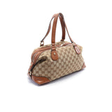 Gucci Brick Lane Gg Canvas Handbag Leather Beige Light Brown