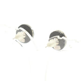 Coco Mark Earrings Rhinestone Black Clear Silver 03A