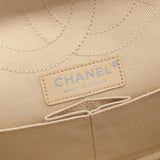 Chanel 2.55 Mademoiselle Chain Matelasse Double Flap Shoulder Bag Denim Dark Gray Light Blue Beige Silver Hardware