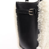 Padlock Nude Mini Handbag Mouton Leather Off White Black 2WAY