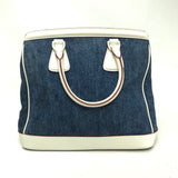 Prada Bn2441 Sac à Main Vintage en Denim Coton Bleu Blanc