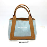 Balenciaga Vintage Cabas S Sac Bleu en Cuir/Toile