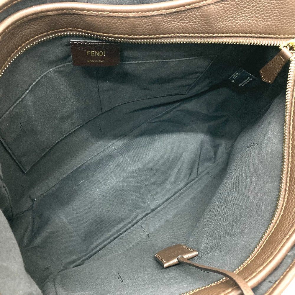 Sac à épaule vintage Fendi 8Bh268 Zukka en cuir brun