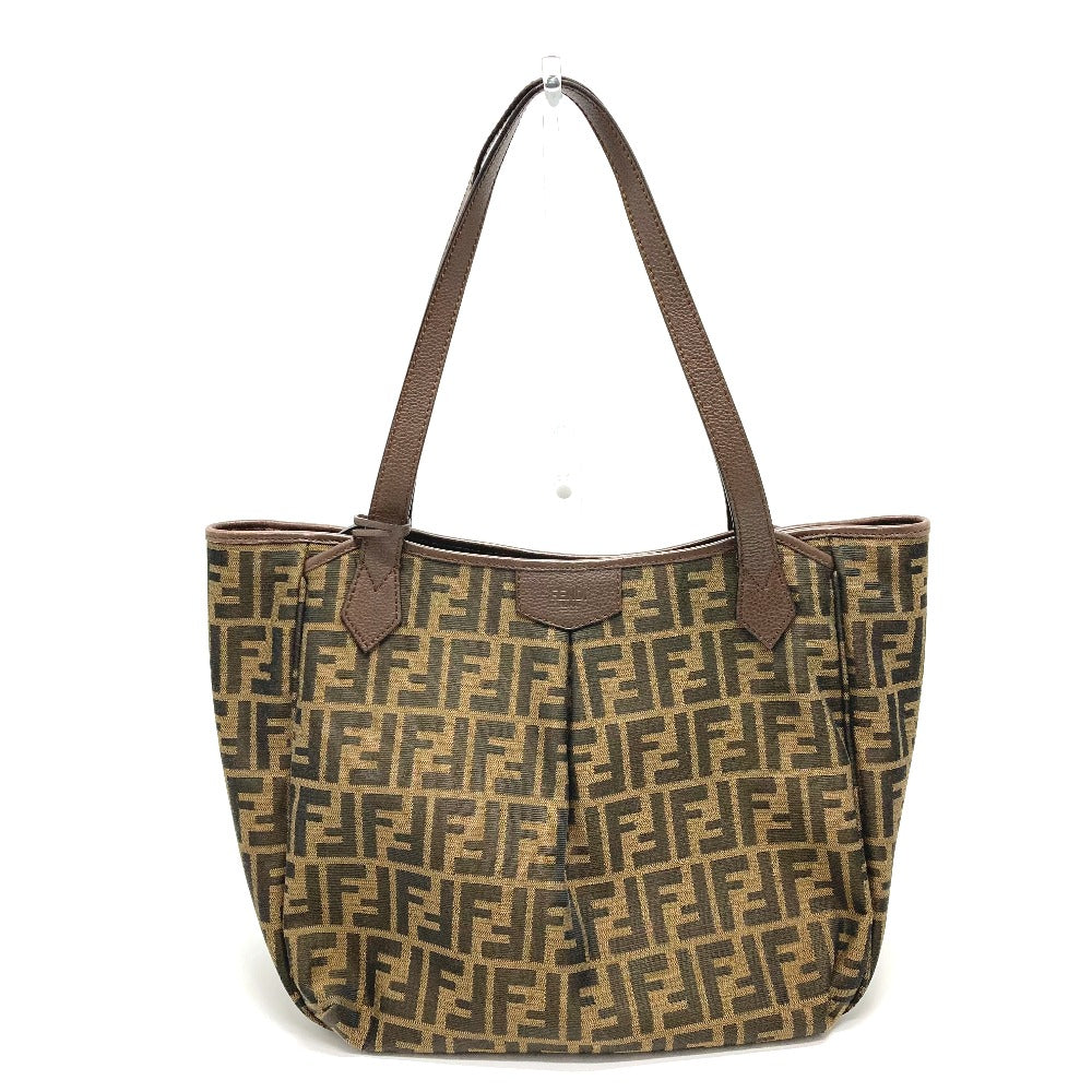 Sac à épaule vintage Fendi 8Bh268 Zukka en cuir brun