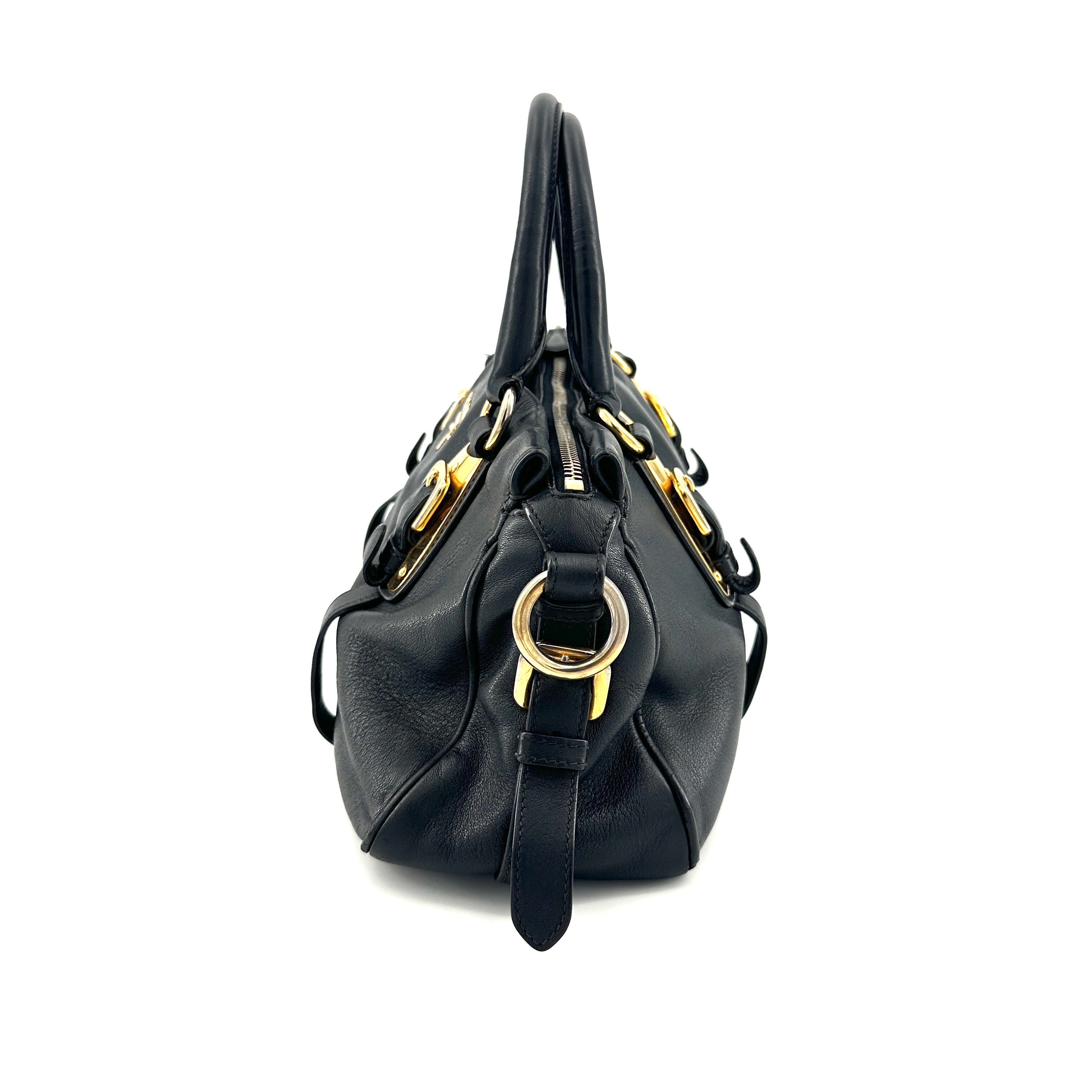 Prada Bauletto vintage en cuir noir