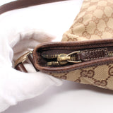 Gucci Abby Gg Canvas Shoulder Bag Leather Beige Dark Brown