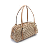 Gucci Gg Twins Gucci Sima Shoulder Bag Canvas Leather Beige Dark Brown